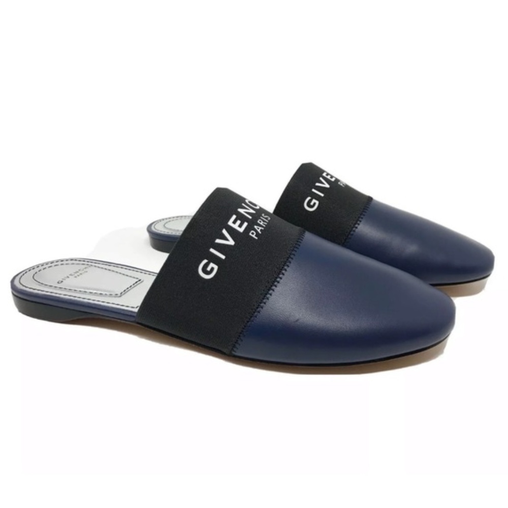 Givenchy Bedford Logo Mule Flats Navy Blue - Size 36